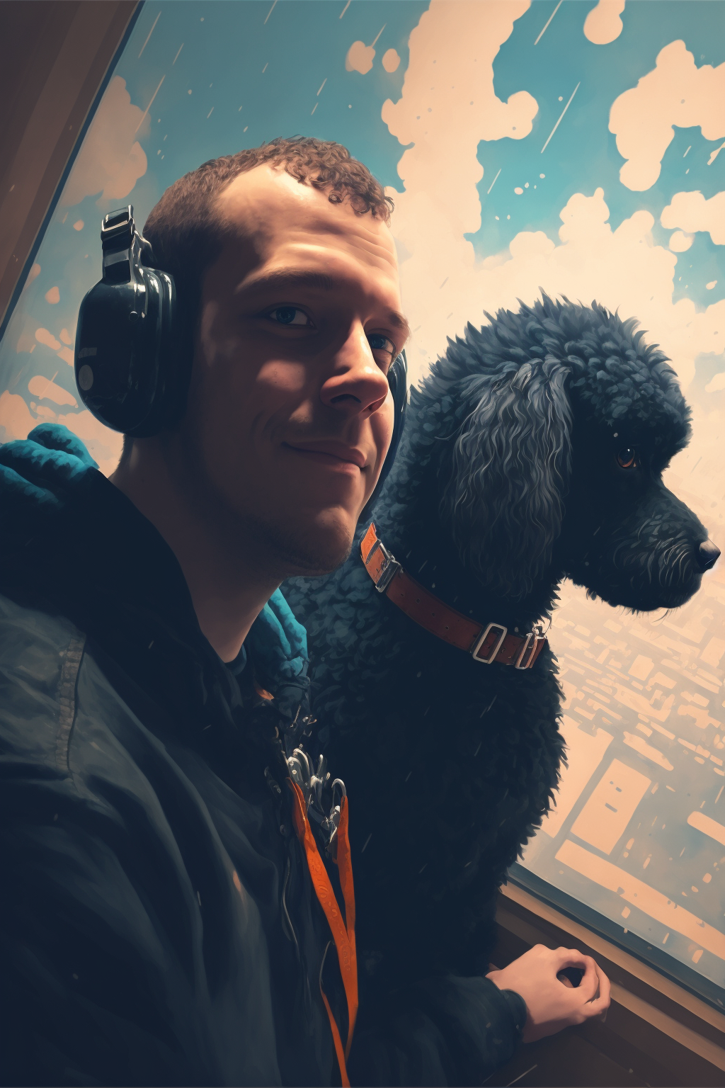 A Generated Representation of Alden & his Standard Poodle 'Cessy', aka Cessna